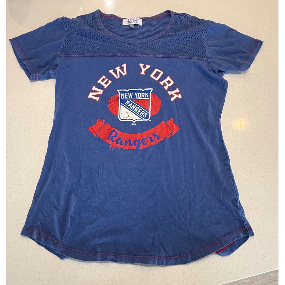 Touch by Alyssa Milano New York Rangers Blue Mesh Yoke Graphic T-Shirt Large